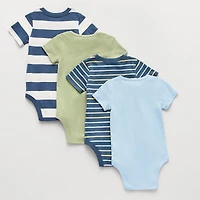 Okie Dokie Baby Boys Round Neck Short Sleeve Rib 4-pc. Bodysuit