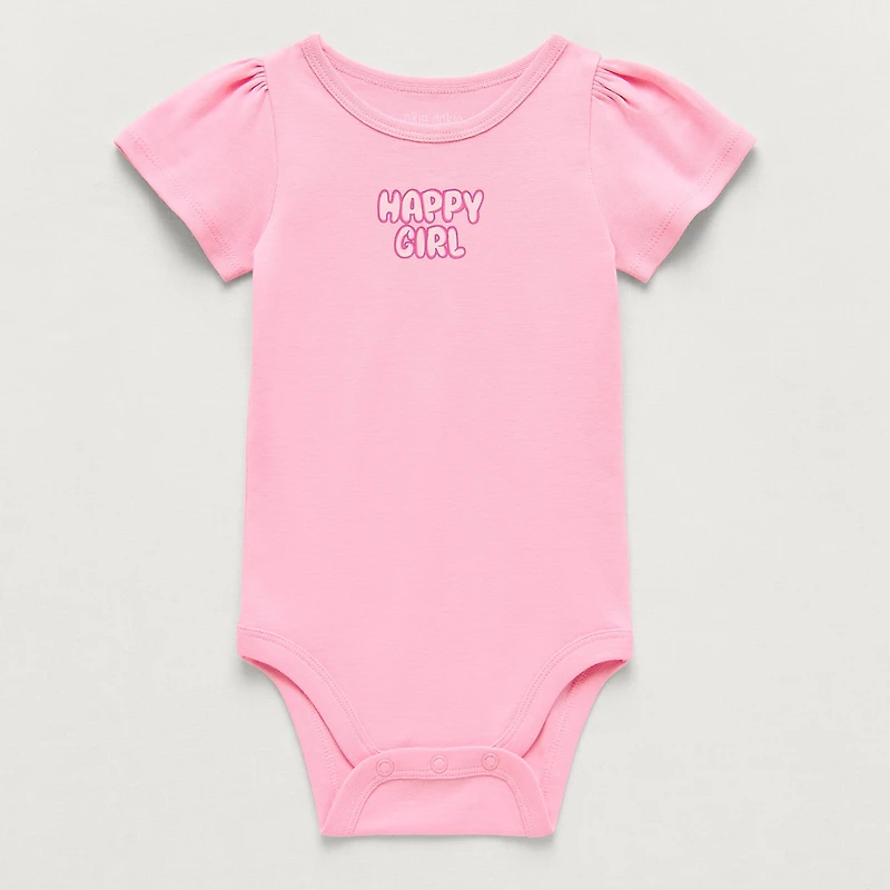 Okie Dokie Baby Girls Round Neck Short Sleeve Bodysuit