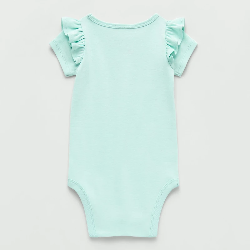 Okie Dokie Baby Girls Round Neck Short Sleeve Rib Bodysuit