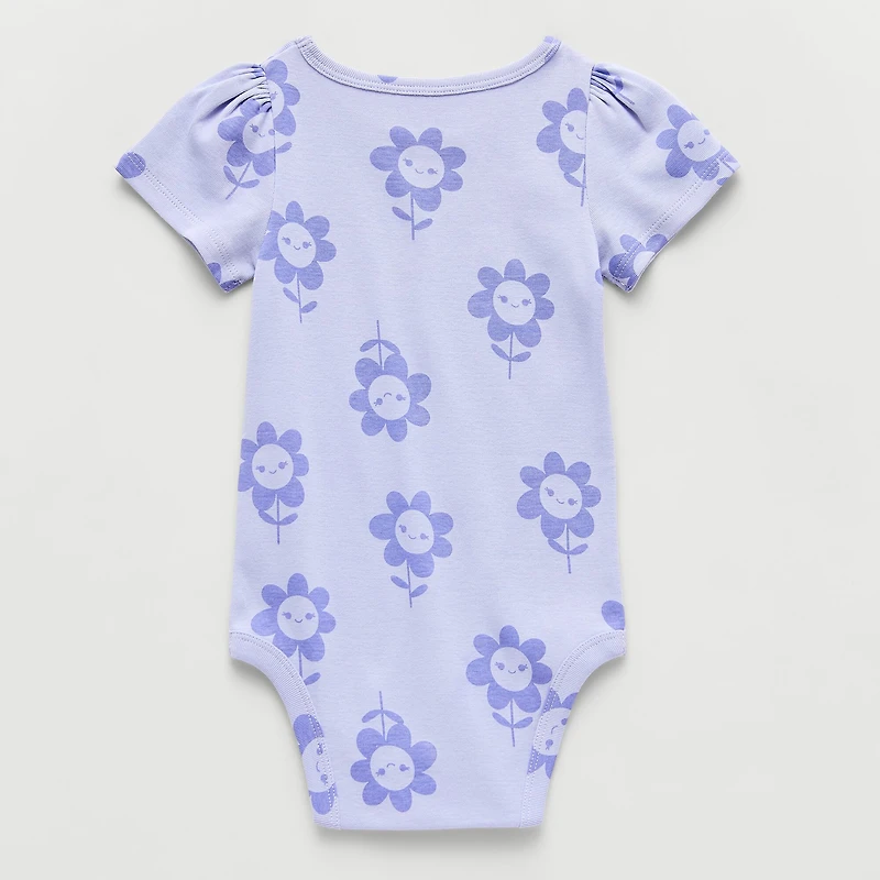 Okie Dokie Baby Girls Round Neck Short Sleeve Bodysuit