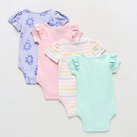 Okie Dokie Baby Girls Round Neck Short Sleeve 4-pc. Bodysuit