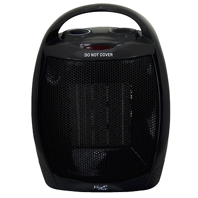 Vie Air 1500W Portable 2-Settings Black Ceramic Heater with Adjustable Thermostat