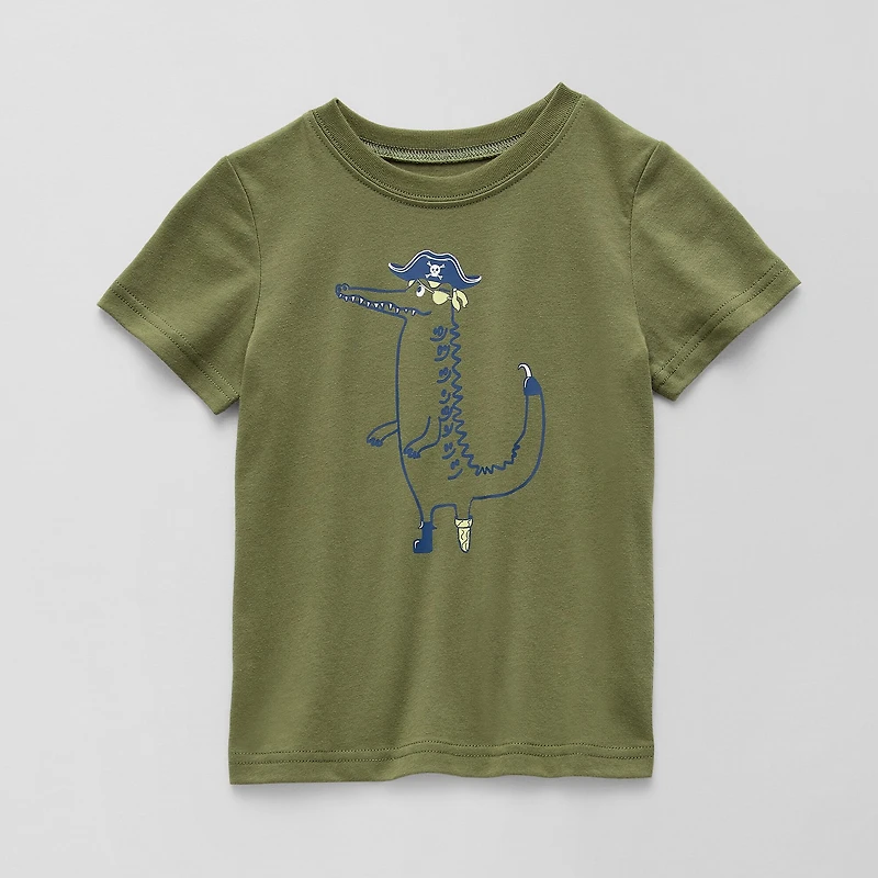 Okie Dokie Toddler & Little Boys Crew Neck Short Sleeve Regular Fit Graphic T-Shirt
