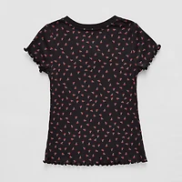Thereabouts Rib Little & Big Kid Girls V Neck Short Sleeve T-Shirt