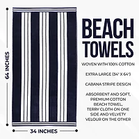 SUPERIOR® Cabana Collection |100% Cotton Quick Dry 2 Piece Beach Towel Set