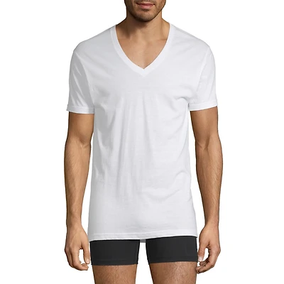 Stafford Dry + Cool Mens 4 Pack Short Sleeve V Neck Moisture Wicking T-Shirt Big