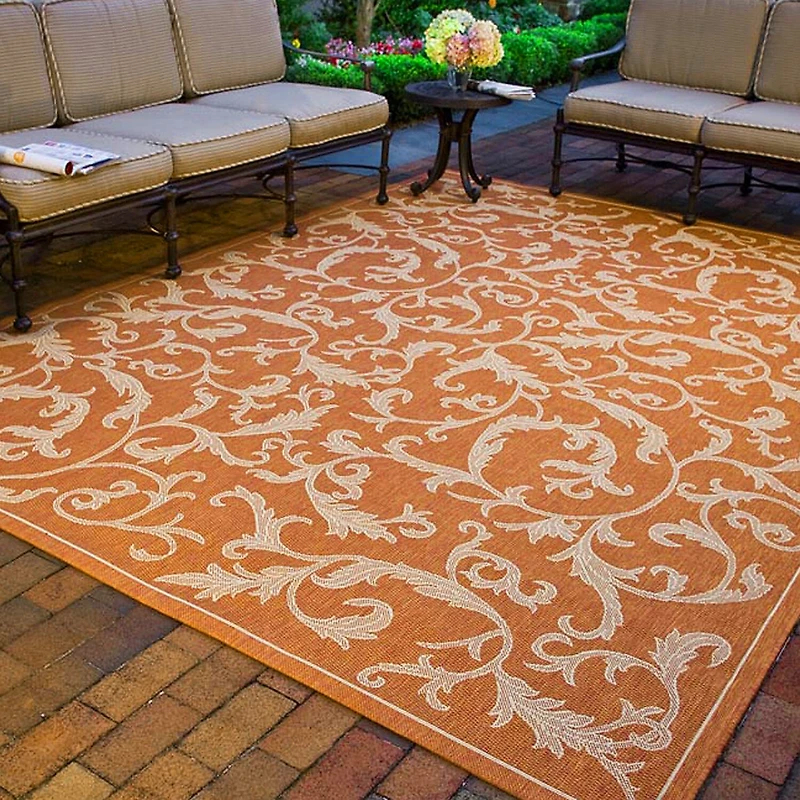 Courtyard Scrolls Indoor/Outdoor Rectangular Rugs 