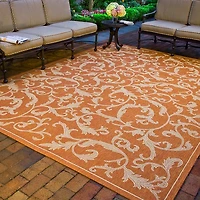 Courtyard Scrolls Indoor/Outdoor Rectangular Rugs 