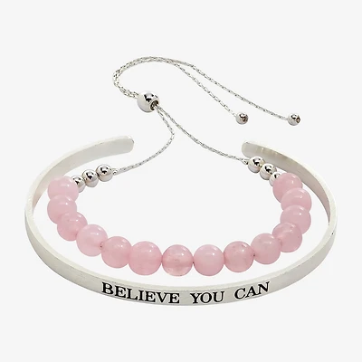 Sparkle Allure You & Me Womens 2-pc. Pink Quartz Pure Silver Over Brass Bracelet Set