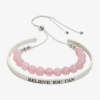 Sparkle Allure You & Me Womens 2-pc. Pink Quartz Pure Silver Over Brass Bracelet Set