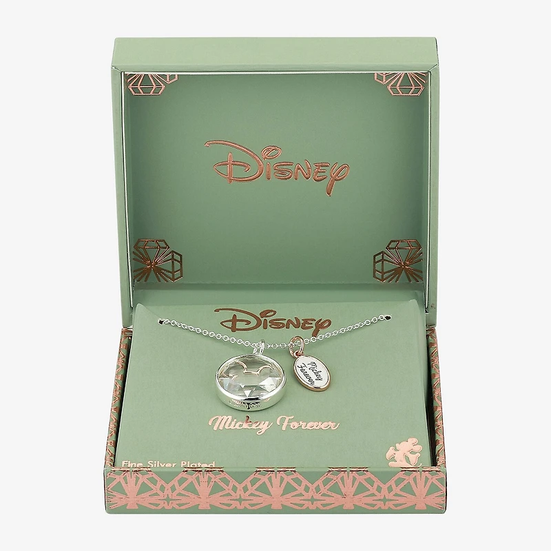 Disney Classics Womens Crystal Pure Silver Over Brass 16 Inch Pendant Necklace