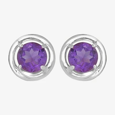Silver Treasures Genuine Stone Sterling Silver Stud Earrings