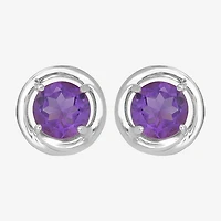 Silver Treasures Genuine Stone Sterling Silver Stud Earrings