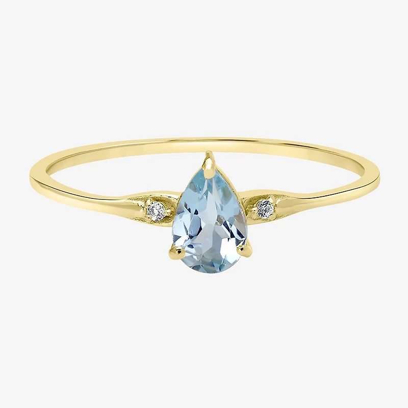 Silver Treasures Genuine Stone 14K Gold Over Band