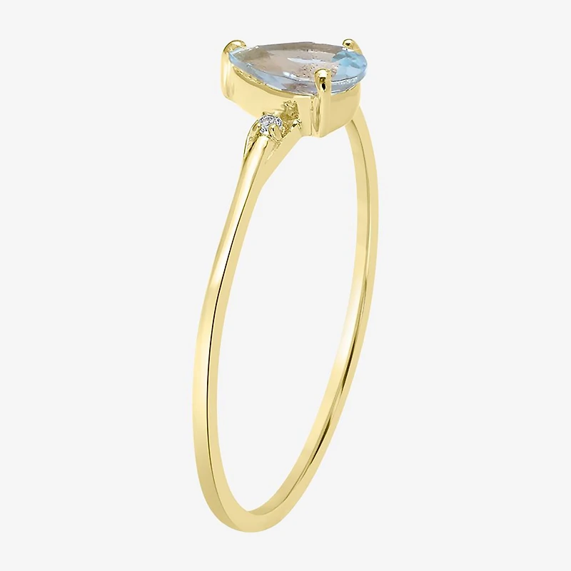 Silver Treasures Genuine Stone 14K Gold Over Band