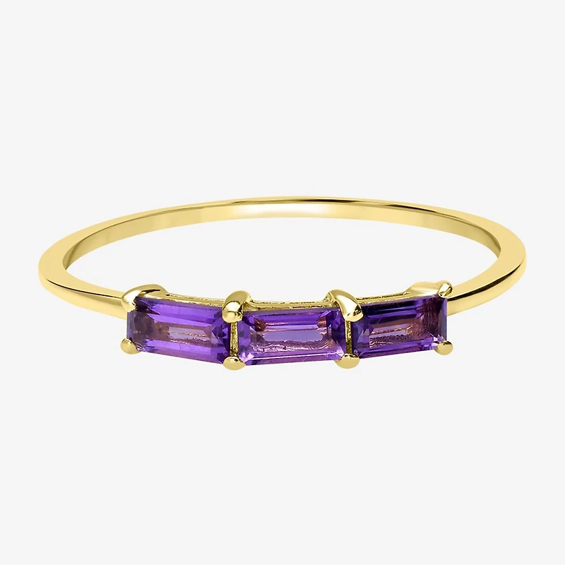 Silver Treasures Genuine Stone 14K Gold Over Band