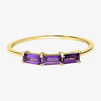 Silver Treasures Genuine Stone 14K Gold Over Band