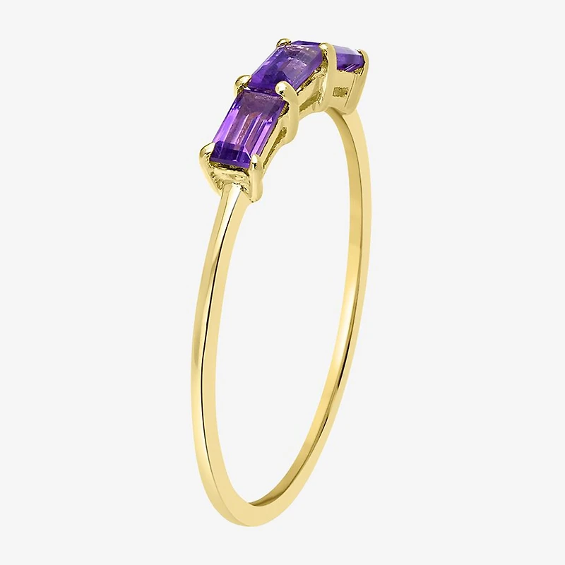 Silver Treasures Genuine Stone 14K Gold Over Band