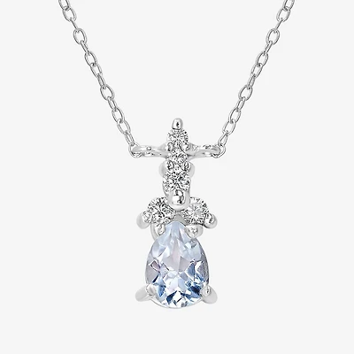 Silver Treasures Genuine Stone Sterling Silver 18 Inch Cable Pendant Necklace