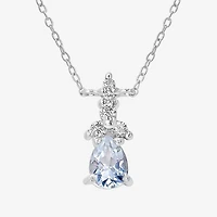 Silver Treasures Genuine Stone Sterling Silver 18 Inch Cable Pendant Necklace