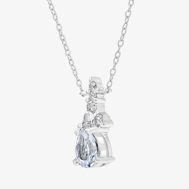 Silver Treasures Genuine Stone Sterling Silver 18 Inch Cable Pendant Necklace