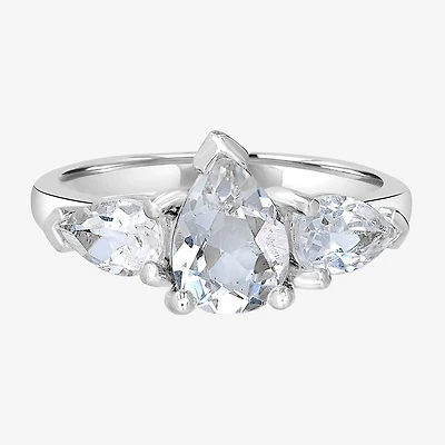 Silver Treasures Genuine Stone Sterling 3-Stone Cocktail Ring