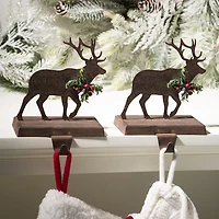 Glitzhome 6.5" Reindeer Christmas Stocking Holder - Set of 2