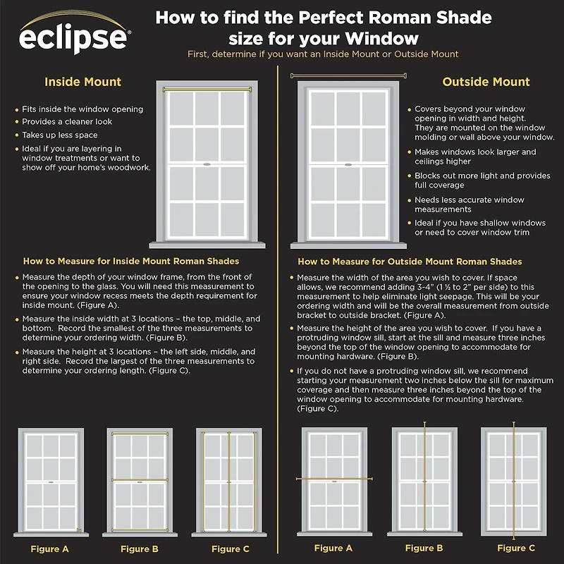 Eclipse Dillan Energy Saving Cordless Blackout Roman Shade