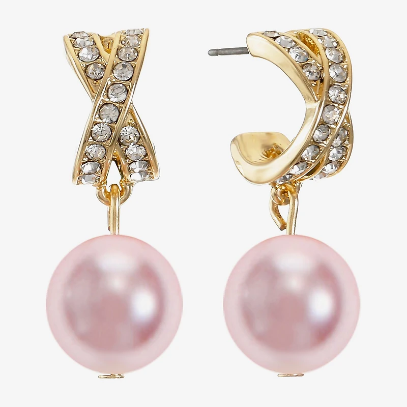 Monet Jewelry Womens Simulated Pearl Hypoallergenic Drop Earrings