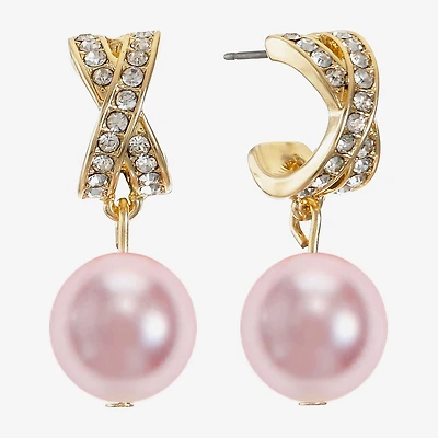 Monet Jewelry Womens Simulated Pearl Hypoallergenic Drop Earrings