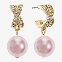 Monet Jewelry Womens Simulated Pearl Hypoallergenic Drop Earrings