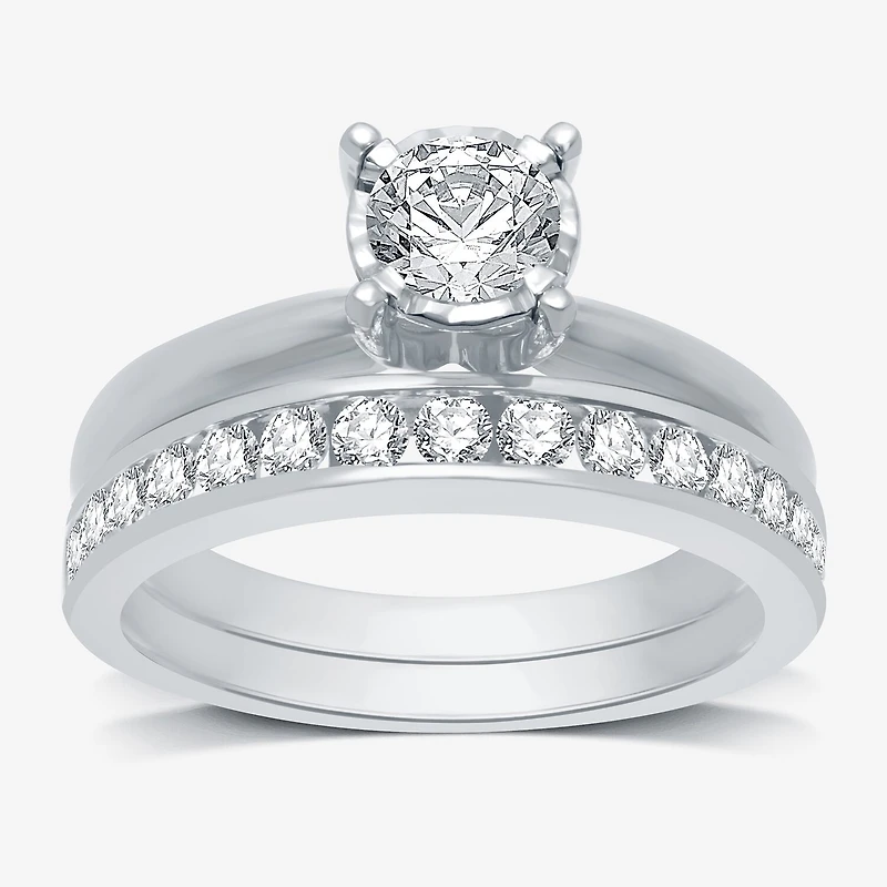1 CT. T.W. Natural Diamond Round Solitaire Bridal Set 10K Gold