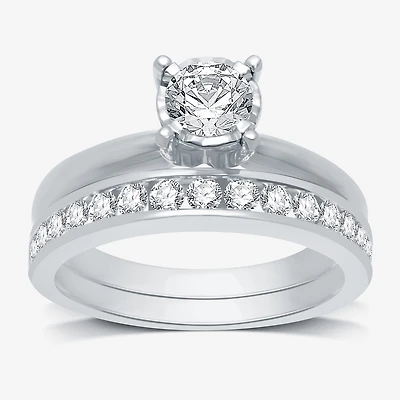 1 CT. T.W. Natural Diamond Round Solitaire Bridal Set 10K Gold