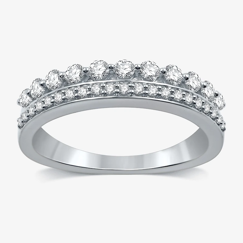 (H-I / I1) Womens 1/2 CT. T.W. Lab Grown White Diamond 10K Gold Anniversary Wedding Band