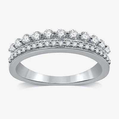 (H-I / I1) Womens 1/2 CT. T.W. Lab Grown White Diamond 10K Gold Anniversary Wedding Band