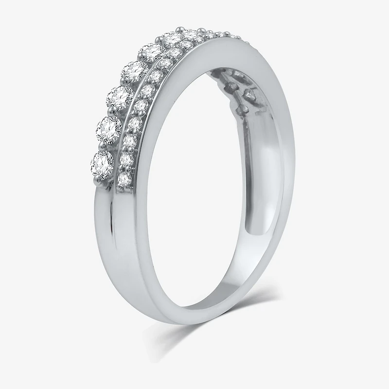 (H-I / I1) Womens 1/2 CT. T.W. Lab Grown White Diamond 10K Gold Anniversary Wedding Band