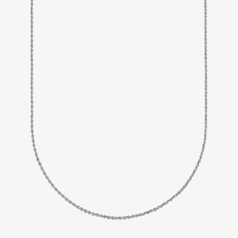 10K White Gold 18-24 Inch Hollow Rope Chain Necklace