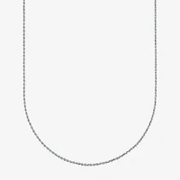 10K White Gold 18-24 Inch Hollow Rope Chain Necklace