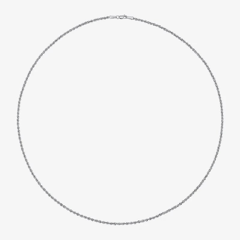 10K White Gold 18-24 Inch Hollow Rope Chain Necklace