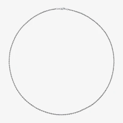 10K White Gold 18-24 Inch Hollow Rope Chain Necklace