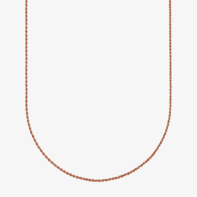 Unisex Adult 10K Rose Gold 18 Inch Rope Chain Necklace