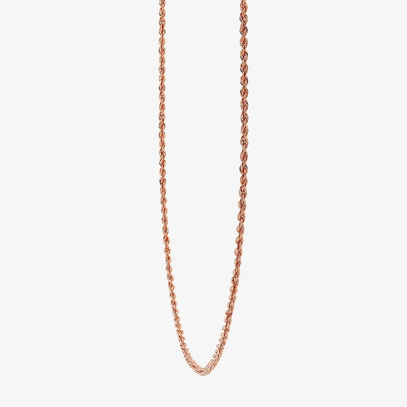 Unisex Adult 10K Rose Gold 18 Inch Rope Chain Necklace