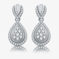 Diamond Blossom Womens 1/2 CT. T.W. Natural White Diamond Sterling Silver Pear Drop Earrings