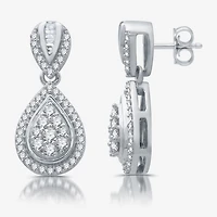 Diamond Blossom Womens 1/2 CT. T.W. Natural White Diamond Sterling Silver Pear Drop Earrings