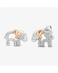 Elephant 1/10 CT. T.W. Natural White Diamond 14K Rose Gold Over Silver Sterling Silver 8.4mm Heart Stud Earrings