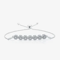 Diamond Blossom Womens 1/4 CT. T.W. Natural White Diamond Sterling Silver Bolo Bracelet