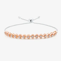 Womens 1/10 CT. T.W. Natural White Diamond Sterling Silver Heart Bolo Bracelet