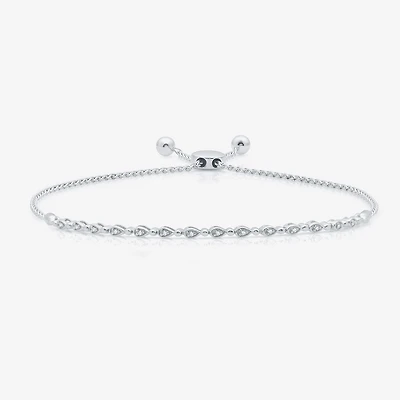 Womens 1/10 CT. T.W. Natural White Diamond Sterling Silver Bolo Bracelet
