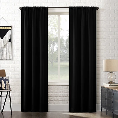 Sun Zero Bergen Rod Pocket 100% Blackout Single Curtain Panel