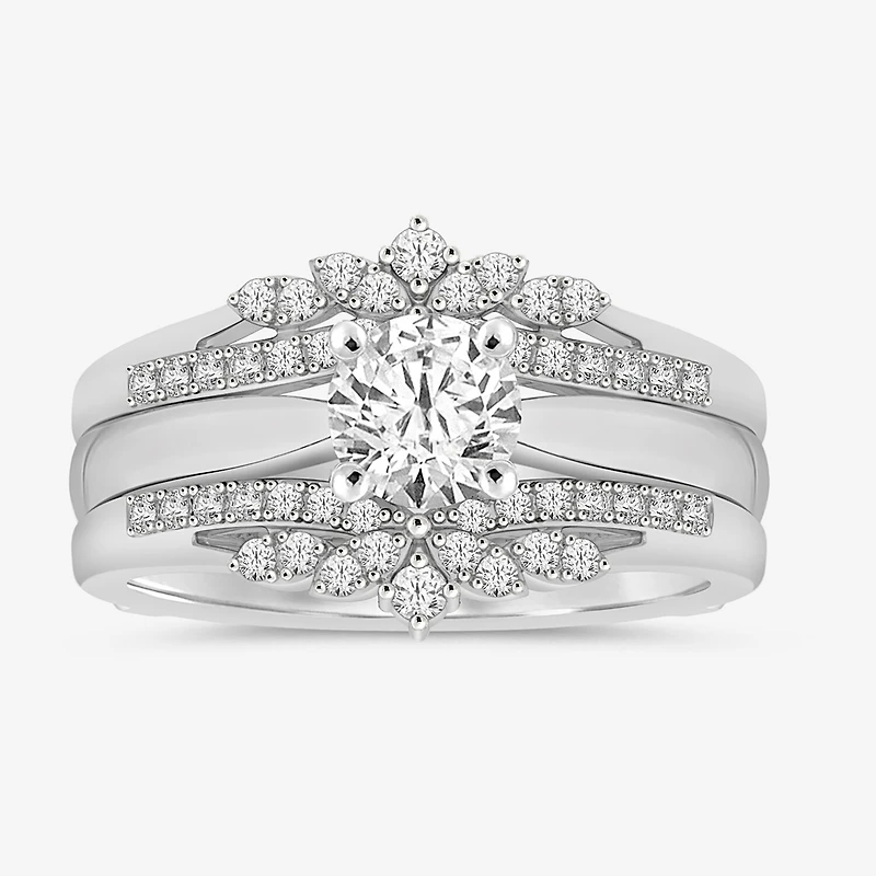 Womens 1/4 CT. T.W. Natural White Diamond 14K Gold Ring Guard